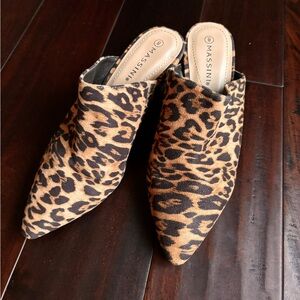 Leopard Print Heeled Mules